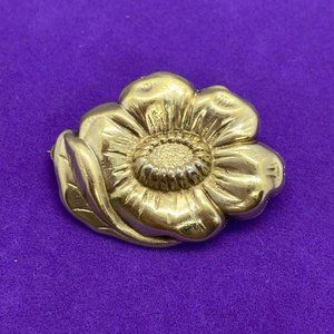 Sterling Vintage Gold Tone Flower Brooch